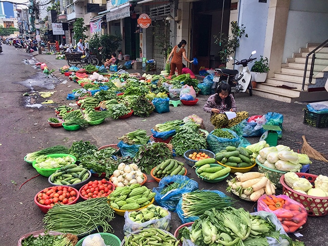 Morning market in front of the hostel