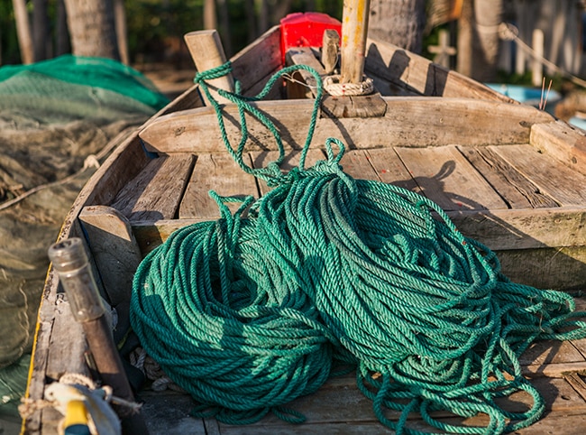 Rope in a fishing boat
