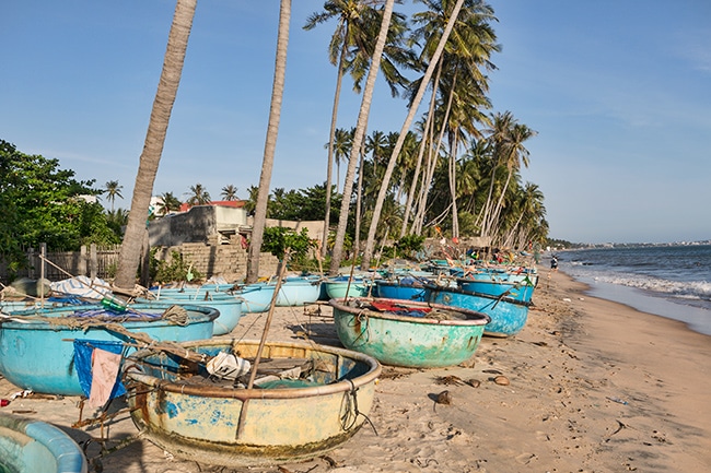 Fishing boats at the Beach in Hàm Tiến