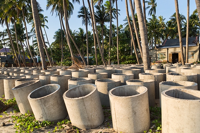 Cement tubes at the beach