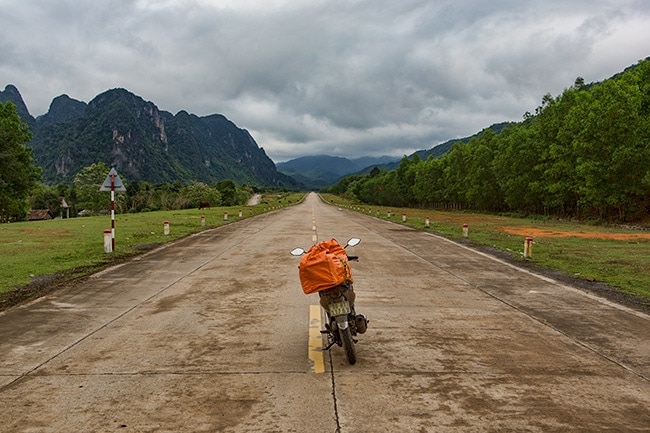 Open road into the mountains after Phong Nha