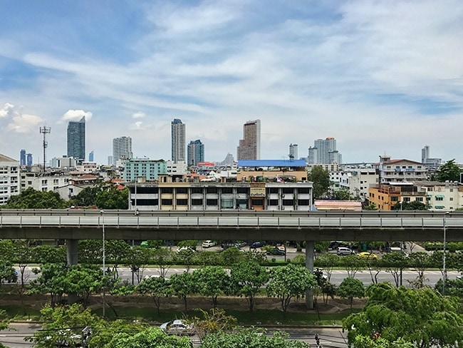 BKK skyline from the parking deck of a shopping center