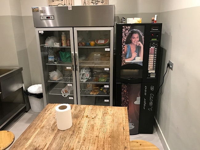 A fridge and a coffee machine