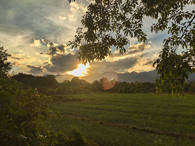 Sunset from my bungalow in Pai