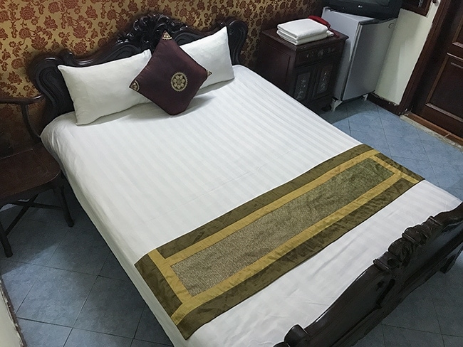 My bed in the Hanoi Lucky Guesthouse