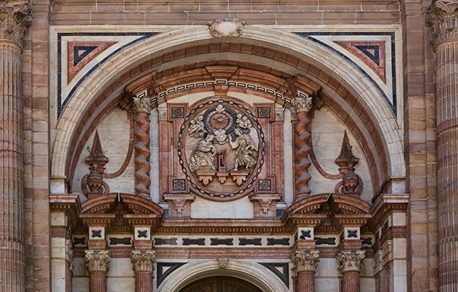 Detail from above the main door of the Málaga Cathedral