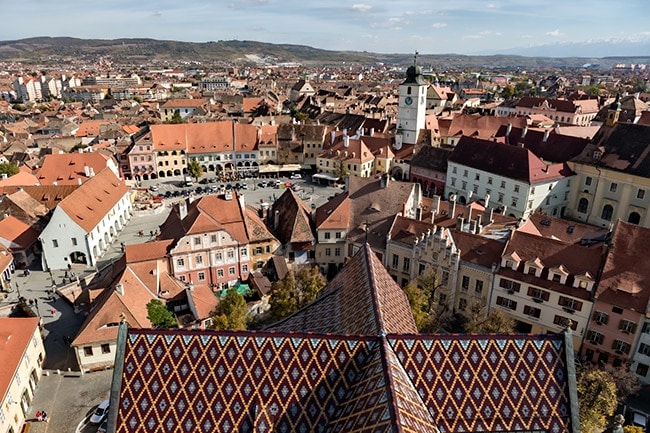 View from the Sibiu Lutheran Cathedral of Saint Mary