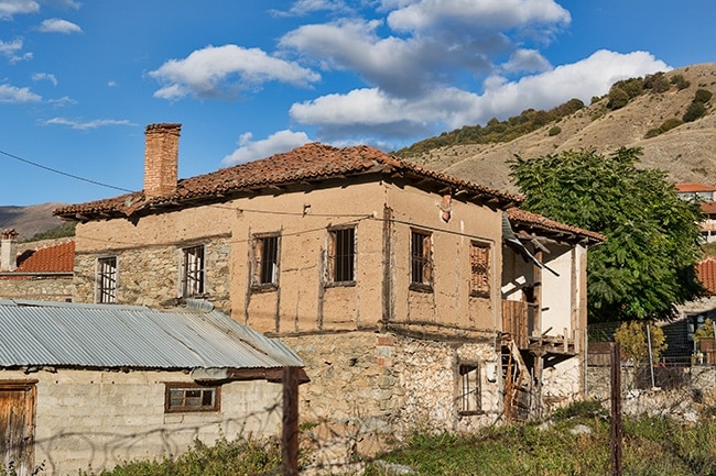 The old houses are build with wood and clay