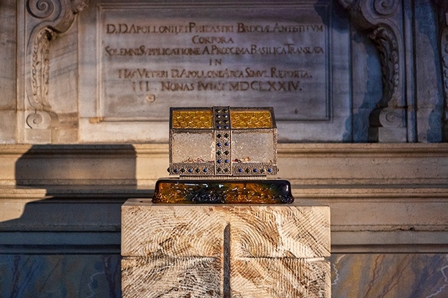 Some artwork in front of The Ark of Saint Apollonius